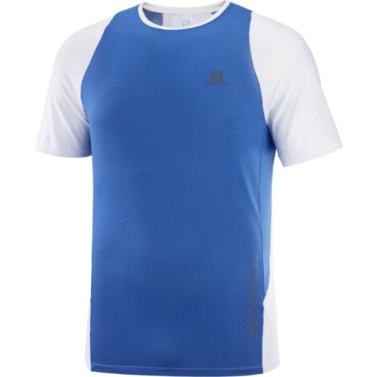 Camiseta Salomon Sense Aero Corta Sleeve Hombre Azules Blancos | MX KBTM763